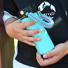 img 1 attached to 🌈 Durable Multicolor MONOBIN Paracord Handle Strap: Fits 12oz to 64oz Wide Mouth Bottles, with Safety Ring, Compass, and Carabiner