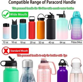 img 2 attached to 🌈 Durable Multicolor MONOBIN Paracord Handle Strap: Fits 12oz to 64oz Wide Mouth Bottles, with Safety Ring, Compass, and Carabiner