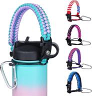 🌈 durable multicolor monobin paracord handle strap: fits 12oz to 64oz wide mouth bottles, with safety ring, compass, and carabiner логотип