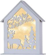 🏠 charming 8-inch white wooden christmas house: wall hanging decor with timer led lights, battery operated – perfect christmas table decoration логотип