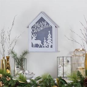 img 2 attached to 🏠 Charming 8-Inch White Wooden Christmas House: Wall Hanging Decor with Timer LED Lights, Battery Operated – Perfect Christmas Table Decoration