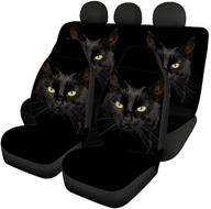 howilath stylish car seat covers with black cat eyes design - full set for boys, men, and women - fashionable kitty animal prints for maximum style logo