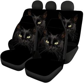 img 4 attached to Howilath Stylish Car Seat Covers with Black Cat Eyes Design - Full Set for Boys, Men, and Women - Fashionable Kitty Animal Prints for Maximum Style