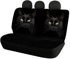 img 3 attached to Howilath Stylish Car Seat Covers with Black Cat Eyes Design - Full Set for Boys, Men, and Women - Fashionable Kitty Animal Prints for Maximum Style