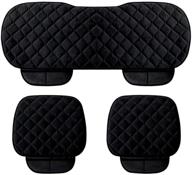 🚗 enhance your car interior with wingoffly 3 pack thicken front and rear car seat cushion - premium nonslip black seat cover pad mat for auto vehicle logo
