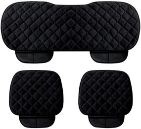 img 2 attached to 🚗 Enhance Your Car Interior with WINGOFFLY 3 Pack Thicken Front and Rear Car Seat Cushion - Premium Nonslip Black Seat Cover Pad Mat for Auto Vehicle