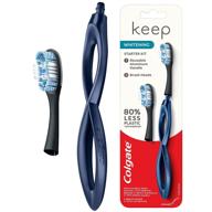 🪥 colgate keep soft manual toothbrush with 2 whitening brush heads for adults - navy logo