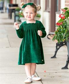 img 2 attached to Evergreen Velour Smocked Girls' Clothing by RuffleButts