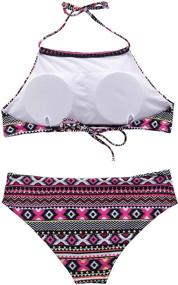 img 2 attached to Stylish Two Piece Vintage Halter Bikini Swimsuit for Women by Mumentfienlis - Enhanced Comfort and Support