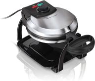 🧇 hamilton beach stainless steel flip belgian waffle maker (26010r) with browning control, non-stick grids, indicator lights, lid lock, and drip tray logo