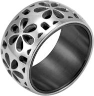 🌼 full bloom stainless steel daisy flowers memorable band ring by 555jewelry logo