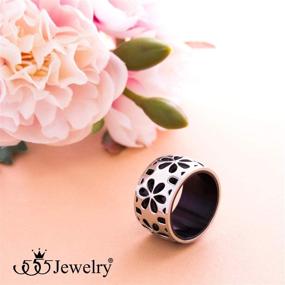 img 1 attached to 🌼 Full Bloom Stainless Steel Daisy Flowers Memorable Band Ring by 555Jewelry