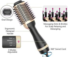 img 2 attached to 💇 3-in-1 Hair Dryer Brush Styler: Hot Air, Volume & Salon Smoothness - Golden