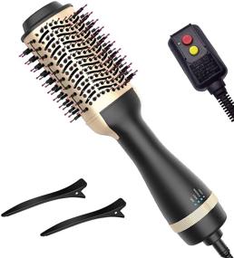 img 4 attached to 💇 3-in-1 Hair Dryer Brush Styler: Hot Air, Volume & Salon Smoothness - Golden