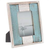 🔳 white and turquoise rustic distressed wood photo frame, 5"x7" - by barnyard designs логотип