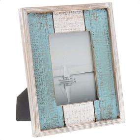 img 4 attached to 🔳 White and Turquoise Rustic Distressed Wood Photo Frame, 5"x7" - by Barnyard Designs