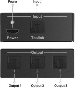 img 2 attached to Разветвитель Toslink SPDIF цифровой оптический аудио-разветвитель 1x3 - алюминиевый сплав с оптическим кабелем для Apple TV Xbox Blue-Ray DVD HDTV.