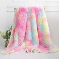 🌈 blessliving faux fur tie dye throw blanket - rainbow shaggy blankets and throws for girls, fuzzy blanket women love, pink unicorn fluffy comfy sherpa bed couch throws (50"x 60") logo