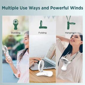img 2 attached to 💨 Stay Cool Anywhere with EasyAcc Necklace Fan - 3350mAh Rechargeable Battery, 3 Speeds & Adjustable Angle, Built-in Night Light - Perfect for Camping, Travel & Outdoor Adventures! (White)