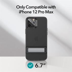 img 2 attached to 📱 Чехол ESR с металлической подставкой для iPhone 12 Pro Max 6,7 дюйма - запатентованная двусторонняя подставка, усиленная защита от падений, мягкая и гибкая задняя часть - прозрачный черный