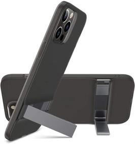 img 4 attached to 📱 ESR Metal Kickstand Case for iPhone 12 Pro Max 6.7-Inch – Patented Two-Way Stand, Reinforced Drop Protection, Soft & Flexible Back – Translucent Black