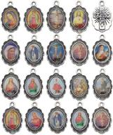 📿 wocraft 50pcs antique silver picture jesus enamel our lady miraculous medal floral rosary centerpiece alloy crucifix cross mother's day pendants charms - ideal for jewelry making (m218) logo