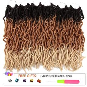 img 2 attached to 🧶 Мягкие накладные дреды Nu Faux Locs Crochet Hair: натурально волнистые, стиль омбре, 18 дюймов, 6 пакетов - предварительно ангажированные насечки на макушке для женщин (OM1b/27/613)