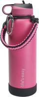 🍼 life's easy 40oz straw lid bottle with carabiner handle, silicone sleeve - insulated flask for hot and cold drinks (pink/black) логотип