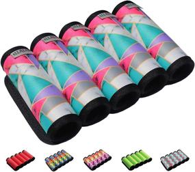 img 4 attached to Neoprene Luggage Handle Wraps-Printed Bright Luggage Tags/Grips/Identifiers/Markers/Covers/Gripper For Suitcases Bags 5 Packs (Marble)