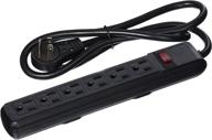 💡 cablewholesale 845-51w1-12204 surge/modem protector power strip - 6 outlet, black - flat rotating plug, plastic - 4-feet power cord logo