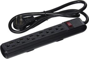 img 1 attached to 💡 CableWholesale 845-51W1-12204 Surge/Modem Protector Power Strip - 6 Outlet, Black - Flat Rotating Plug, Plastic - 4-Feet Power Cord