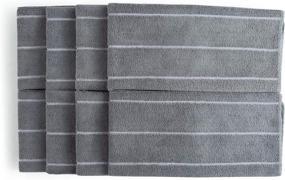img 2 attached to 🧺 HYER KITCHEN Microfiber Kitchen Towels - 8 Pack, Super Absorbent & Soft Dish Towels with Stripe Design, 26 x 18 Inch, Grey Colors