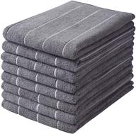 🧺 hyer kitchen microfiber kitchen towels - 8 pack, super absorbent & soft dish towels with stripe design, 26 x 18 inch, grey colors логотип