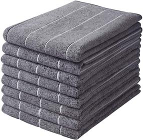 img 4 attached to 🧺 HYER KITCHEN Microfiber Kitchen Towels - 8 Pack, Super Absorbent & Soft Dish Towels with Stripe Design, 26 x 18 Inch, Grey Colors