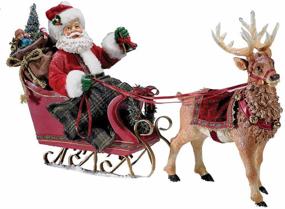 img 4 attached to 🎅 Kurt Adler Fabriché 10-Inch Santa in Sleigh with Deer Tablepiece: Festive Holiday Decor for Every Home