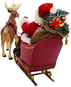 img 2 attached to 🎅 Kurt Adler Fabriché 10-Inch Santa in Sleigh with Deer Tablepiece: Festive Holiday Decor for Every Home