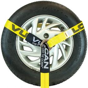 img 2 attached to 🚗 VULCAN Car Tie Down - Flat Hook Lasso Style - 4 Pack, 2" x 96" - Classic Yellow - 3,300 lb Load