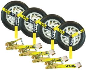 img 4 attached to 🚗 VULCAN Car Tie Down - Flat Hook Lasso Style - 4 Pack, 2" x 96" - Classic Yellow - 3,300 lb Load