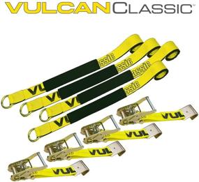 img 3 attached to 🚗 Привязка для автомобиля VULCAN - крюк-петля плоского типа - 4 штуки, 2" х 96" - Классический желтый - 3 300 фунтов нагрузки