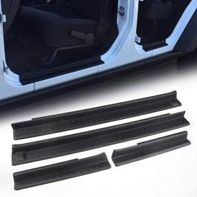 img 3 attached to Защитные пластины для порога Winunite Door Guards для Jeep Wrangler JKU 4Door 2007-2018 - Черные пластины для защиты порогов передней и задней двери.