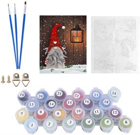 img 1 attached to Christmas Gnomes DIY Paint by Numbers Kit for Adults and Kids - Santa Claus Gnome Acrylic Painting Set for Home Decor in Living Room, Bedroom, or Wall