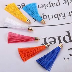 img 1 attached to 🎀 50pcs Mix Color Soft Silky Imitation Silk Tassels for Jewelry Making - Fashion Style Tassels Suitable for DIY Accessories (25 Pairs)