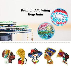 img 3 attached to 💎 Dazzling Keychains Diamond Painting Kits: Create Stunning DIY Keyring Décor with Woman-in-Hat Design (Set of 5)