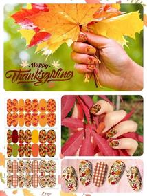 img 3 attached to 🍁 EBANKU Autumn Maple Leaf Nail Art Sticker Set - 21 Sheets Thanksgiving Adhesive Wrap, Waterproof Gel Polish Decal with Bonus Nail File (Fall Series)