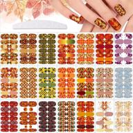 🍁 ebanku autumn maple leaf nail art sticker set - 21 sheets thanksgiving adhesive wrap, waterproof gel polish decal with bonus nail file (fall series) logo