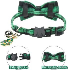 img 2 attached to 🐱 2 Pack Cat Collar Breakaway - Malier Cute Bow Tie and Bell, Classic Plaid Pattern Collar with Adjustable Safety Buckle for Cats, Kitty, Kitten - Christmas Edition