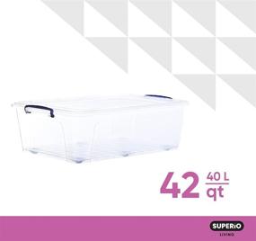 img 2 attached to 📦 Convenient and Spacious Clear Plastic Storage Container with Wheels and Locking Latches - Ideal Large Storage Bin with Lid and Handles (42 Quarts)