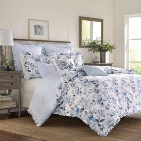 img 4 attached to 🛏️ Laura Ashley Home Chloe Collection: Luxury Soft Duvet Set for Stylish and Comfortable Home Décor - King, Cottage Blue