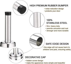 img 3 attached to 🚪 COCIVIVRE Stainless Steel Heavy Duty Door Stop with Sound Dampening Rubber Bumper, No Drill Installation, Wall Protector, Brushed Finish, 3.7 Inch, 1 Pack