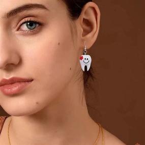 img 3 attached to Seakuur 2 Pairs Cute Tooth Dangle Earrings: Fun Dentist Jewelry for Women & Girls, Ideal Graduation Gift